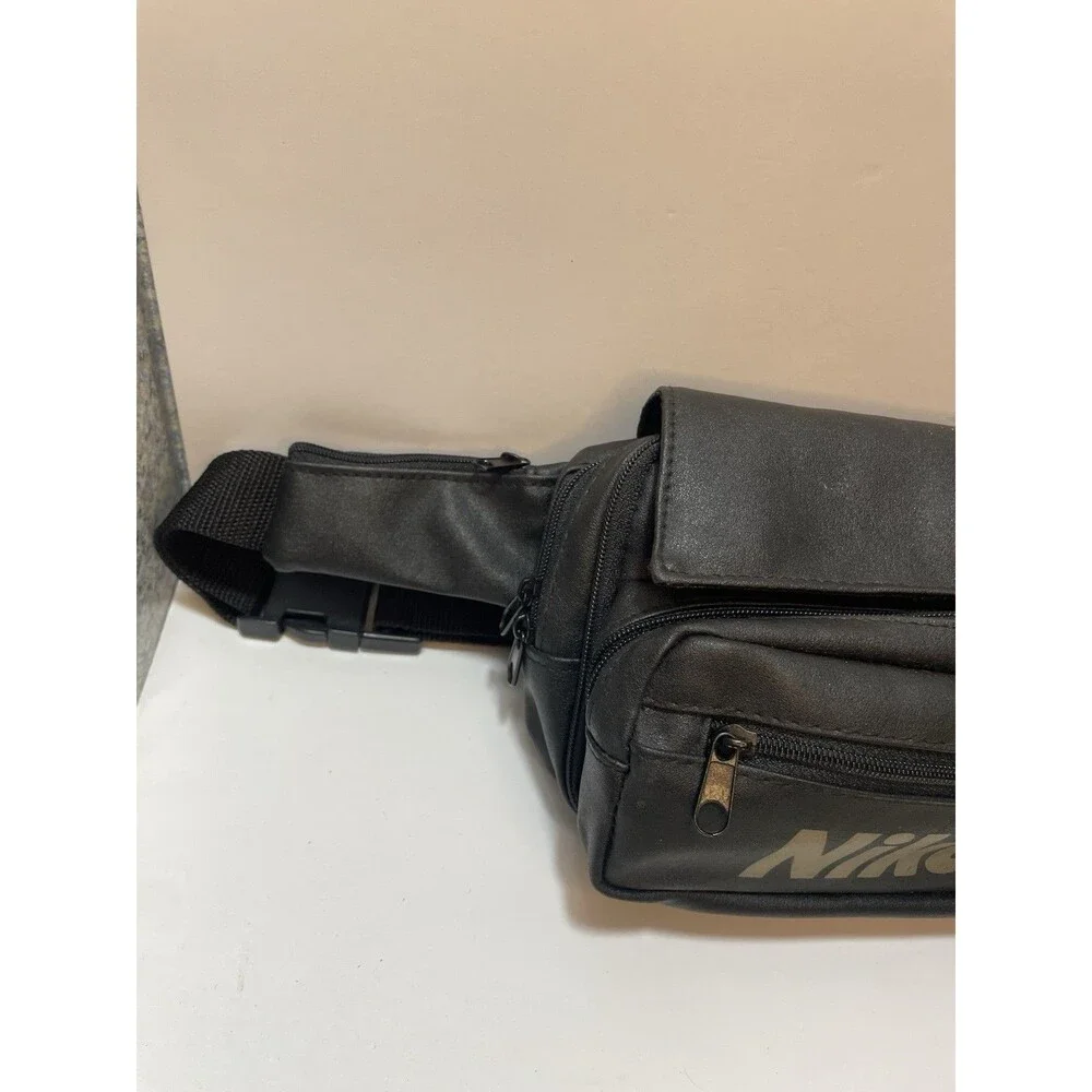 Nikon Camera Fanny Waist Pack Bag Black Nylon Vintage Crossbody Bag Leather NEW